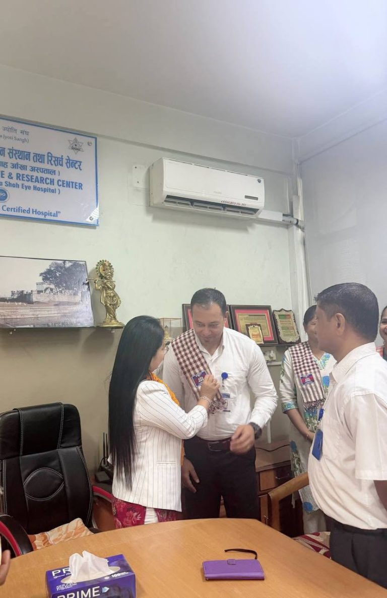 Kampong Cham Chamber of Commerce Delegation Visits Nepal Netra Jyoti Sangh Hospital for Discussion on Eye Care Collaboration